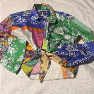 Zara cropped Tie Blouse